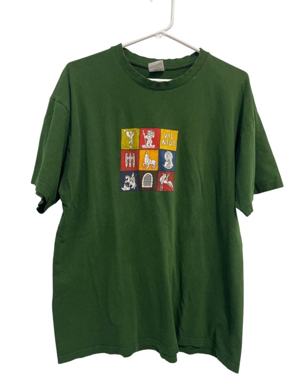 Vilnius Tshirt Travel Size XL Graphic Tee Crewneck Short Sleeve T-Shirt Green